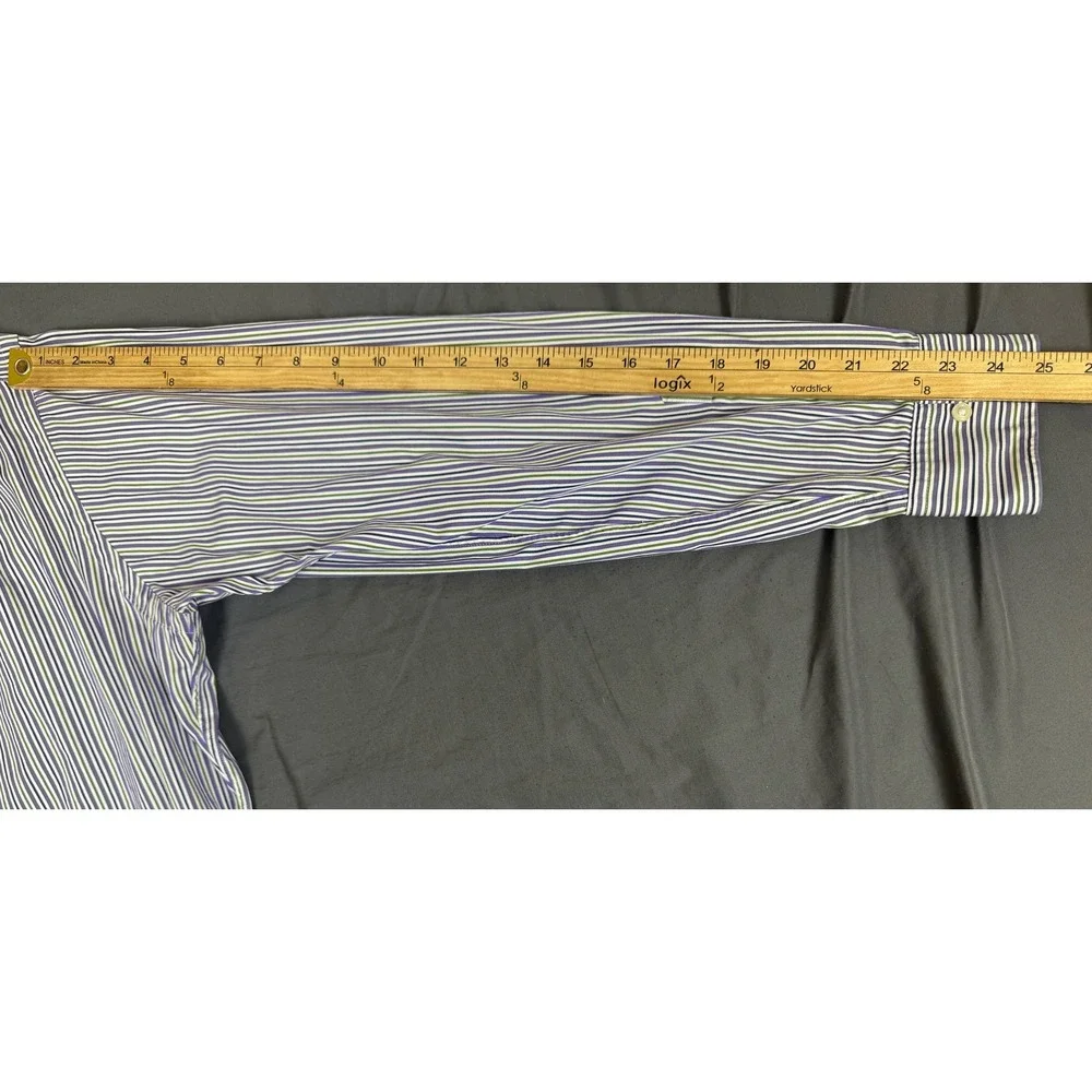 Polo Ralph Lauren Regent Classic Fit Mens 16 34/35 Purple Green Striped Shirt